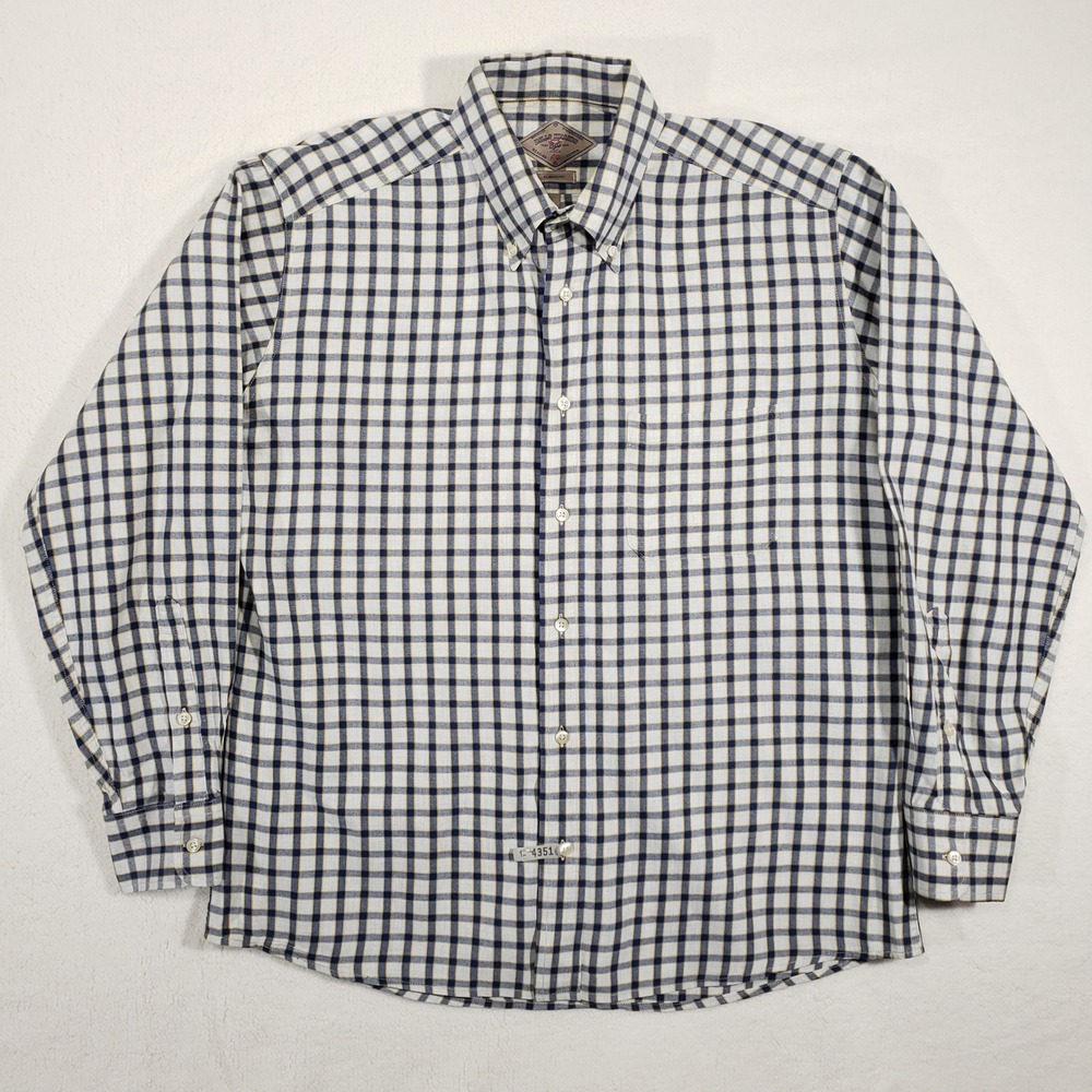 Bills Khakis Button Down Shirt Mens Large‎ White Blue Yellow Check Classic Fit